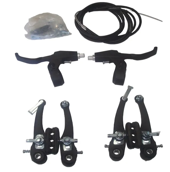 Set de Frenos V-Brake 4 Pzas C/Manijas/Cable/Plast