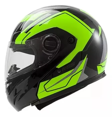 Casco Hawk Rebatible L Verde Brillo Rs5 Resistance